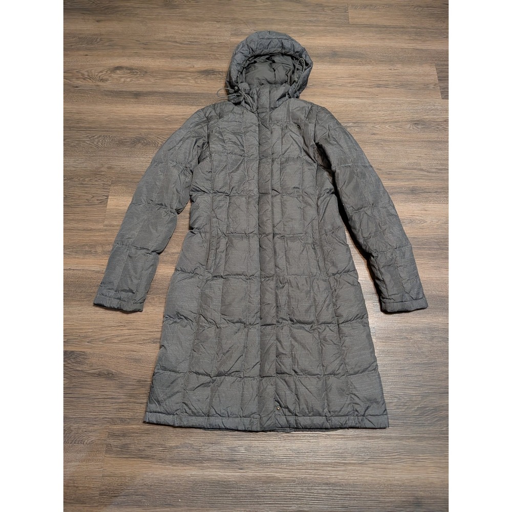 The North Face Womens 550 Down Quilted Hooded Parka Jacket Gray XS